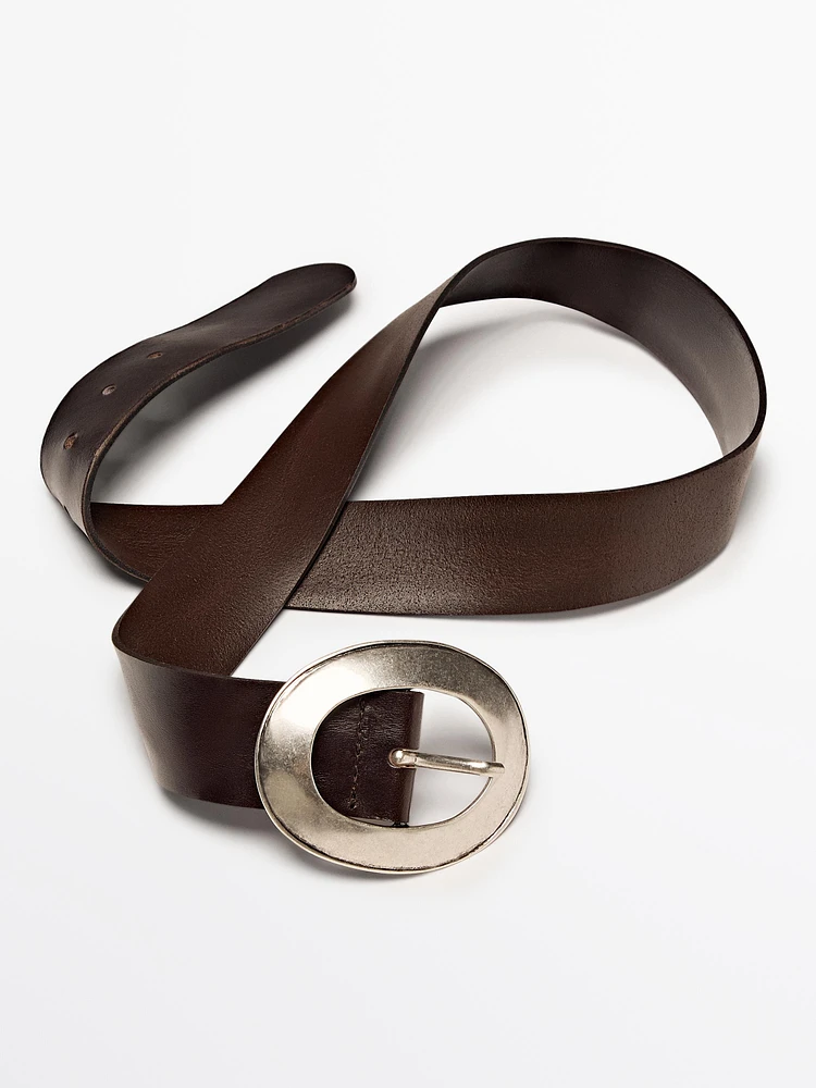 Ceinture en cuir nappa avec boucle ovale