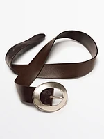 Ceinture en cuir nappa avec boucle ovale
