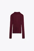 PULL POLO EN MAILLE CÔTELÉE