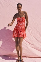 FLORAL GODET PRINT DRESS