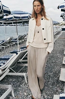 LINEN JACKET WITH CONTRAST SLEEVES