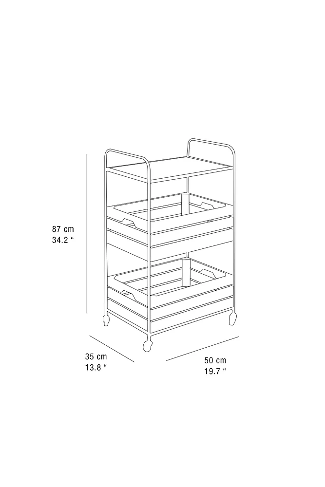 WOOD AND METAL STORAGE CART