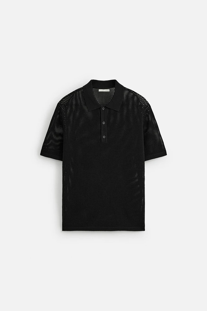 KNIT LACE POLO SHIRT