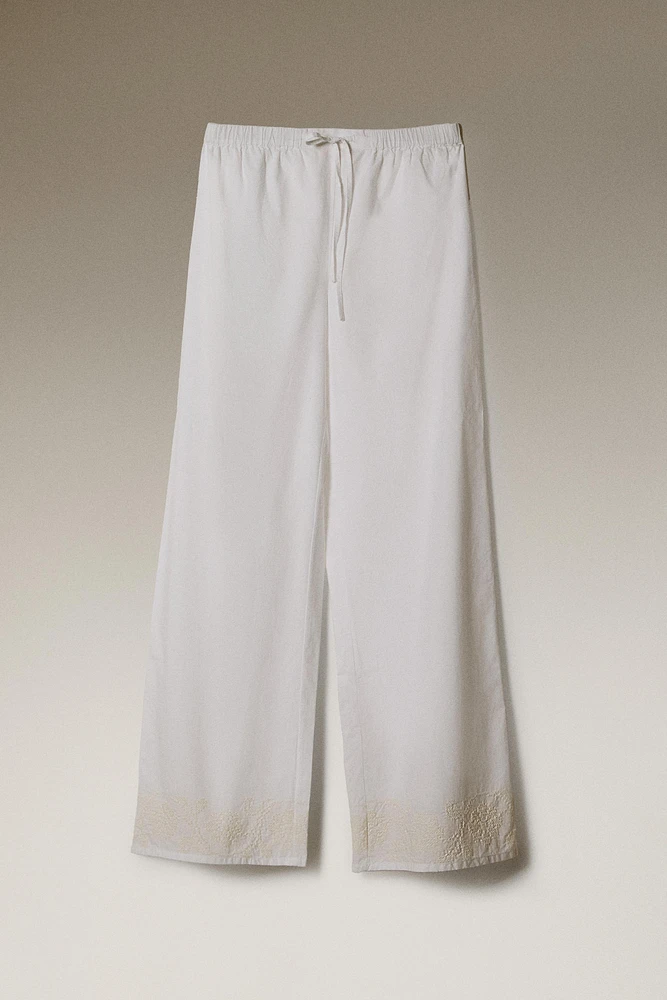 PANTALON COTON BRODERIES