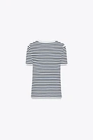 SHORT SLEEVE STRIPED KNIT TOP