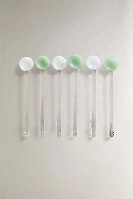 SET OF FLORAL GLASS DESSERT SPOONS (SET OF 6)
