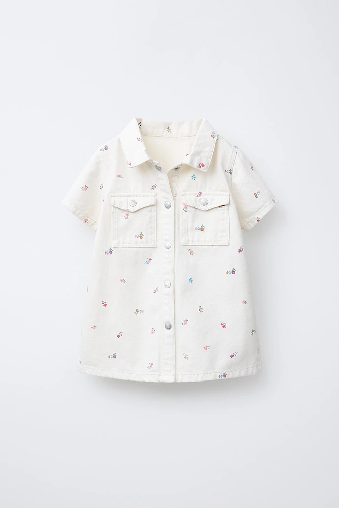 ROBE EN SERGÉ À FLEURS