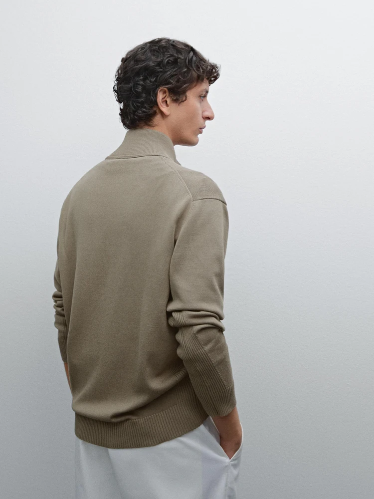 Cardigan maille fermeture Éclair coton
