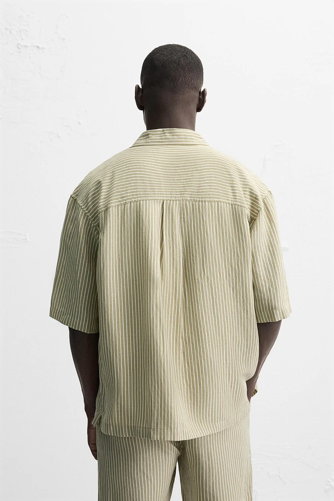 CHEMISE RAYURES LIN - VISCOSE