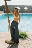 WIDE LEG LINEN PANTS WITH BUTTONS