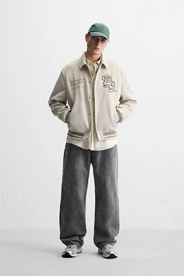 FAUX SUEDE PATCH JACKET