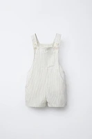 STRIPED LINEN BLEND OVERALL SHORTS