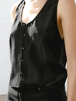 Top boutonné surpiqûre et plastron