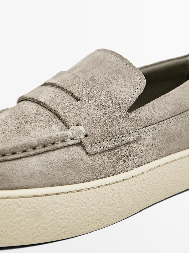 Soft split suede loafers