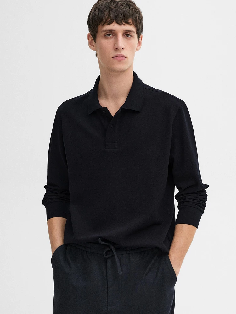 Pull polo en coton mélangé