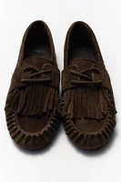 MOCASSINS EN CUIR VELOURS AVEC FRANGES