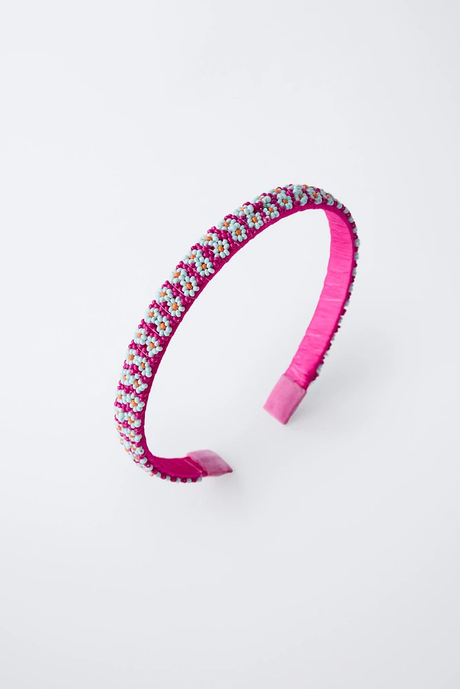 BEADED FLOWER HEADBAND
