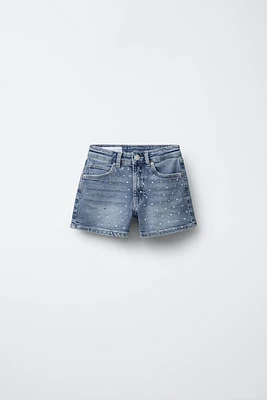 SHORT EN DENIM AVEC STRASS ÉTOILES