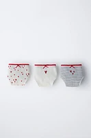 6- ANS/ LOT DE TROIS CULOTTES CŒURS