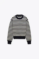 PULL COURT EN MAILLE À RAYURES