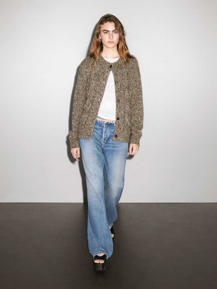 100% cashmere mouliné knit cardigan