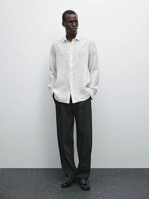 Regular-fit linen check shirt