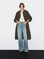 Technical fabric trench coat with button detail