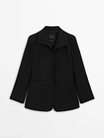 Linen blend blazer with fastening detail