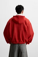 HOODED OPEN WEAVE JACKET