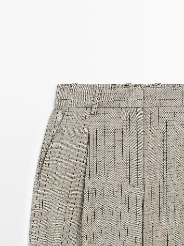 Check print suit trousers