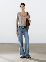 Linen blend henley sweater