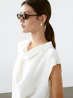 Flowing blouse with draped collar