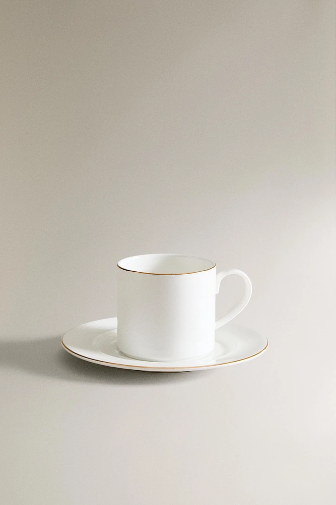 TASSE À THÉ AVEC SOUCOUPE PORCELAINE BONE CHINA BORD