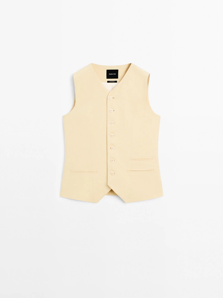 Linen blend suit waistcoat