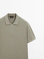 Polo en maille de coton à col zippé