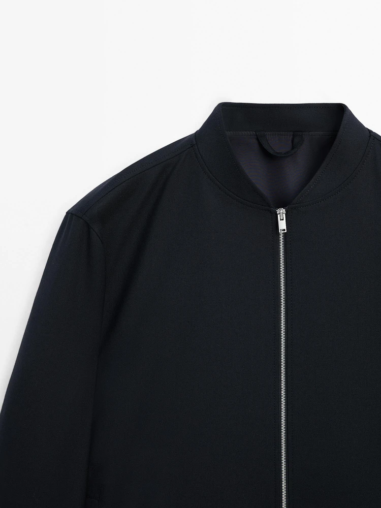 Twill wool blend bomber jacket