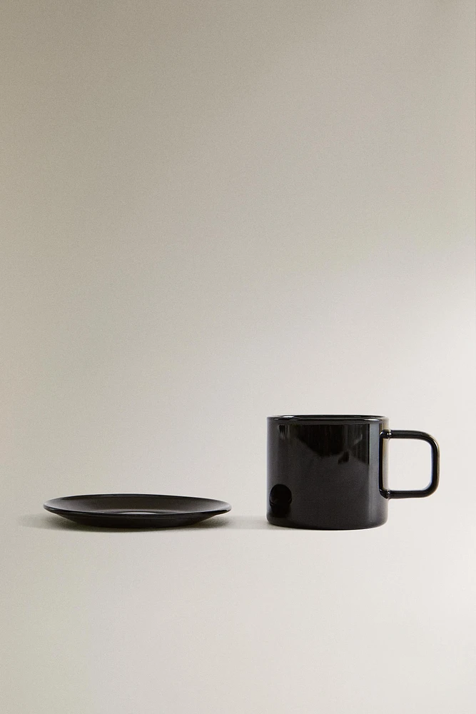 BOROSILICATE GLASS MUG AND SAUCER