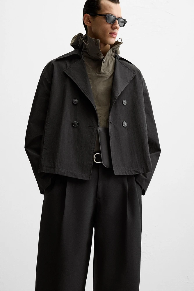 SHORT TECHNICAL FABRIC TRENCH COAT