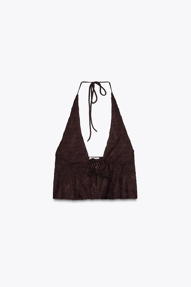 TEXTURED HALTER TOP