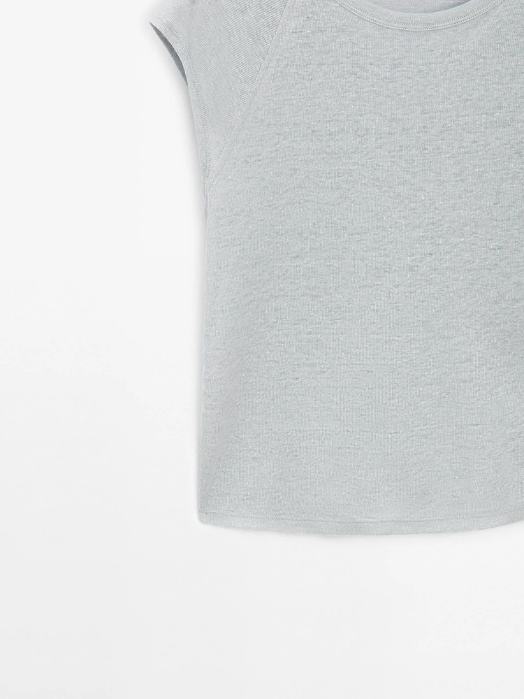 T-shirt léger bord-côte 100 % lin