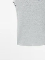 T-shirt léger bord-côte 100 % lin