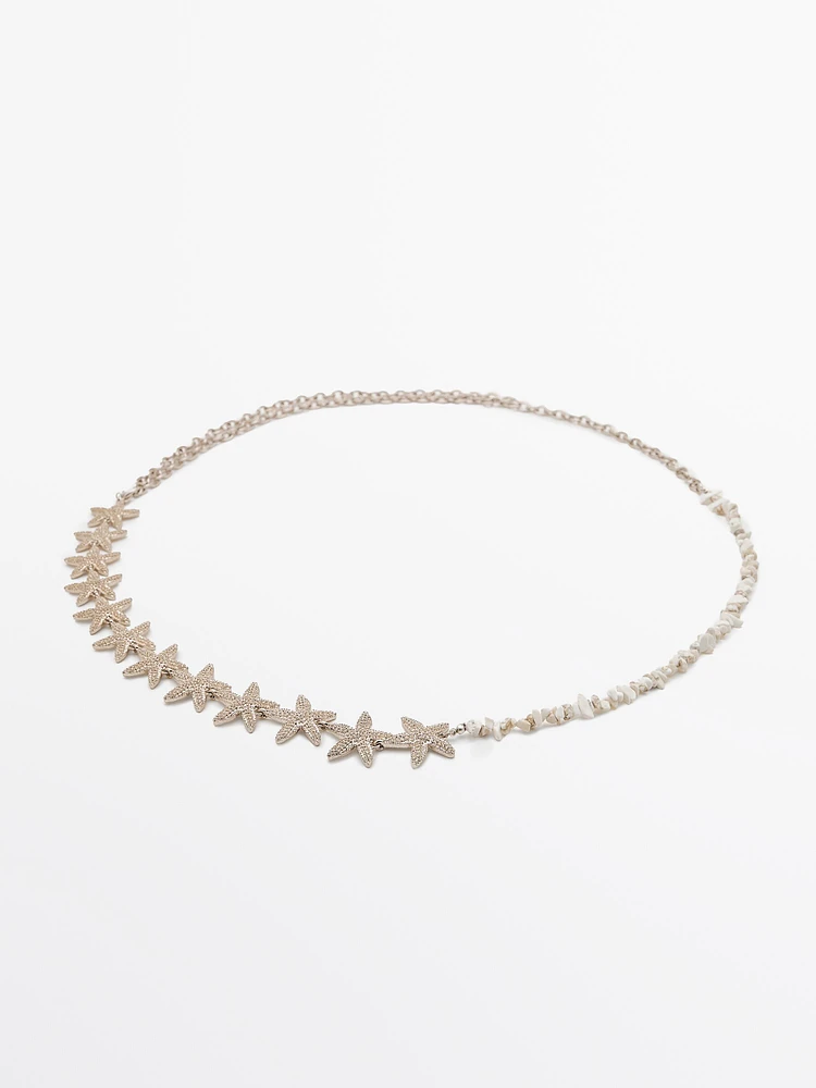 Chain belt with star rhinestones