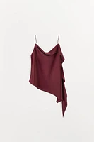 ASYMMETRIC SATIN RUFFLE TOP