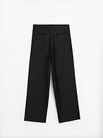 Linen blend palazzo trousers with darts
