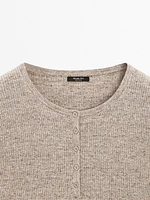 Linen blend henley sweater