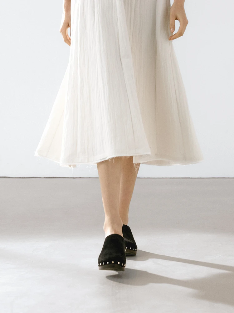 Textured double fabric midi dress