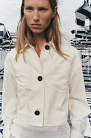 LINEN JACKET WITH CONTRAST SLEEVES