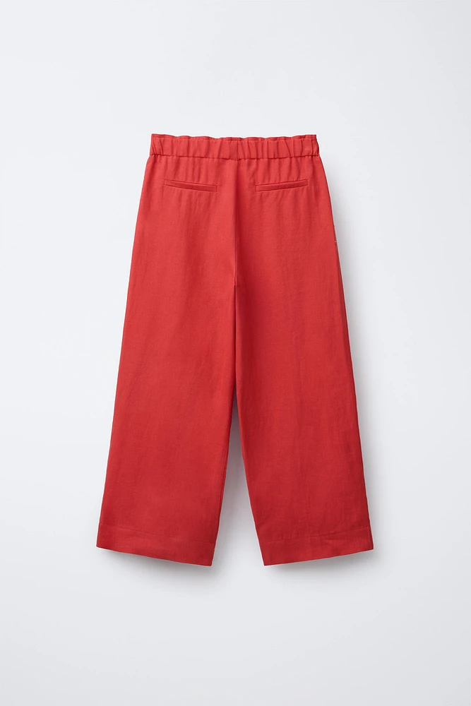 100% LINEN STRAIGHT LEG PANTS