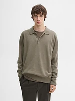 100% cashmere knit polo collar sweater