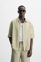 CHEMISE RAYURES LIN - VISCOSE